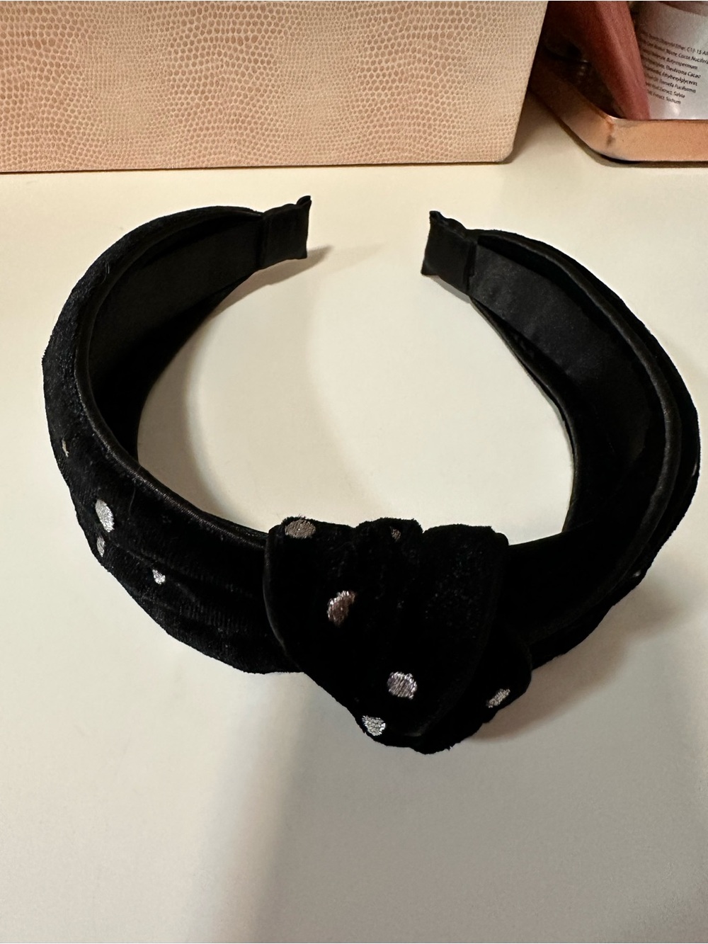 NWOT Black Velvet Polka-dot headband.
Never used.